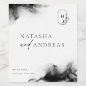 Moody Black Waterverf Minimalistische bruiloft Wijn Etiket (Enkel label)