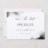 Moody Black Waterverf Minimalistische trouwfoto Save The Date (Voorkant)
