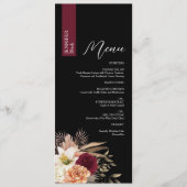Moody Black Wedding Menu met Gastnaam (Voorkant)