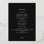 Moody blauw en zwart elegante bloemenbruiloft folie uitnodiging (Achterkant)