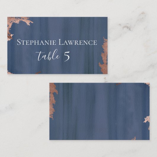 Moody Blauw Koper Bruiloft Plaatskaartje (Voorkant / Achterkant)