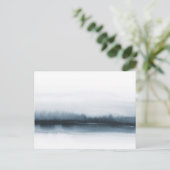 Moody blauw waterverf abstract bos bewolkte lucht briefkaart (Staand voorkant)