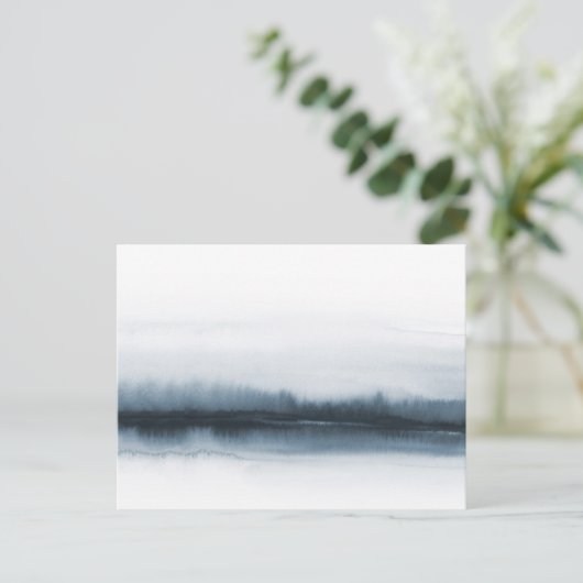 Moody blauw waterverf abstract bos bewolkte lucht briefkaart (Staand voorkant)