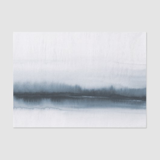 Moody blauwe abstracte waterverven ontcijferen bom tissuepapier (Voorkant)