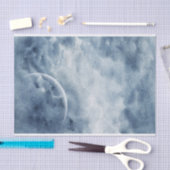 Moody blauwe waterverf sky sterren halve maan tissuepapier (Craft)