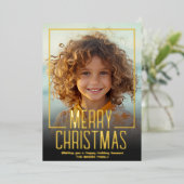 Moody Blauwgroen Botanische Merry Christmas Border Folie Feestdagenkaart (Staand Voorkant)