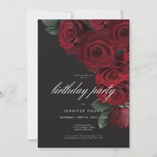 Moody Bloed Rozen Floral Verjaardag Kaart (Voorkant)