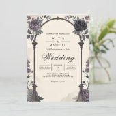 Moody Bloemboog Romance bruiloft Kaart (Staand voorkant)