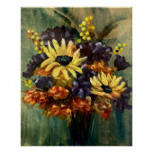 Moody Bloemen Boeket Zonnebloem Art Poster (Voorkant)