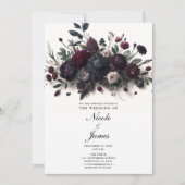 Moody Bloemen Elegant Bloemen Bruiloft Kaart (Voorkant)