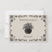 Moody Bloemen Gotische bruiloft RSVP Kaart (Achterkant)