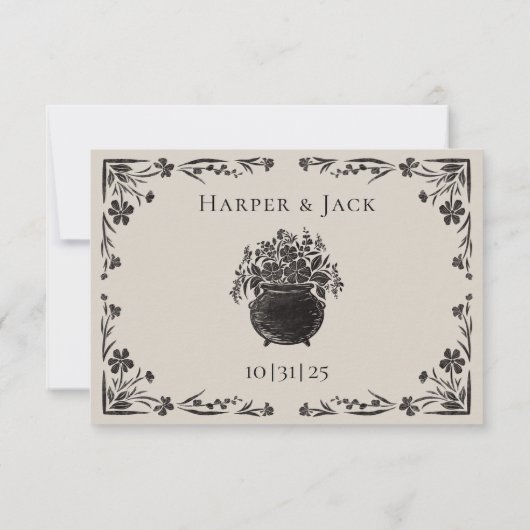 Moody Bloemen Gotische bruiloft RSVP Kaart (Achterkant)