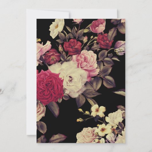 Moody Bloemen Patroon Foto Bruiloft Kaart (Achterkant)