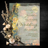 Moody  Bloemen Rococo Revival Wedding Kaart