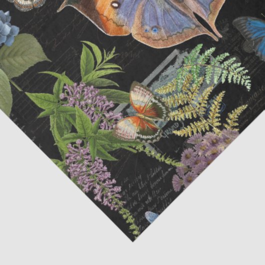 Moody Bloemenweide Vlinder Ephemera Decoupage Tissuepapier (Detail)