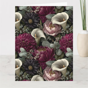 Moody Bloempatroon met Dahlia's en Calla Lelies Kaart