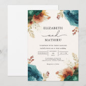 Moody Bloom Floral Wedding Kaart (Voorkant / Achterkant)