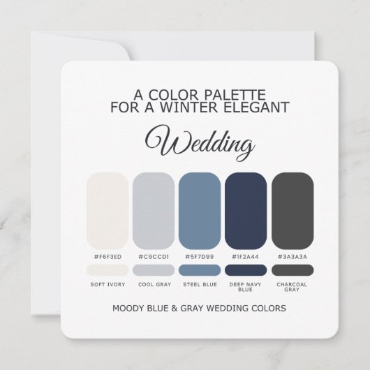 Moody Blue and Gray Wedding Color Palette Card Kaart (Voorkant)