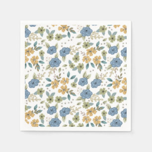 Moody Blue Bloemen Party Papier Servet