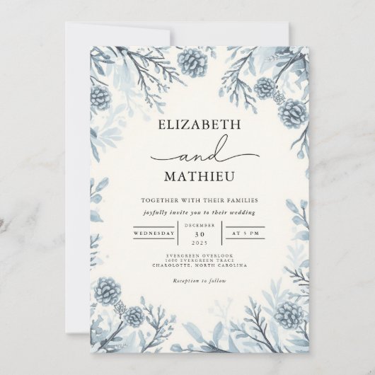 Moody Blue Botanische bloei bruiloft Kaart (Voorkant)