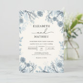 Moody Blue Botanische bloei bruiloft Kaart (Staand voorkant)