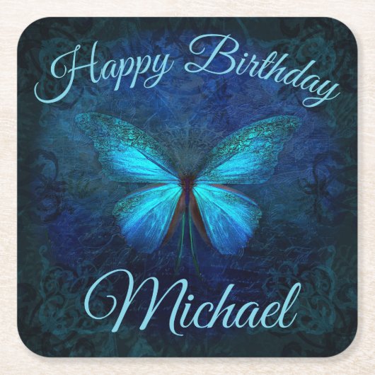 Moody Blue Butterfly Paper Onderzetter (Voorkant)