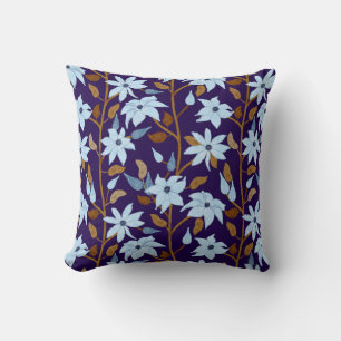 Moody Blue Clematis Trailing Floral Pattern Kussen