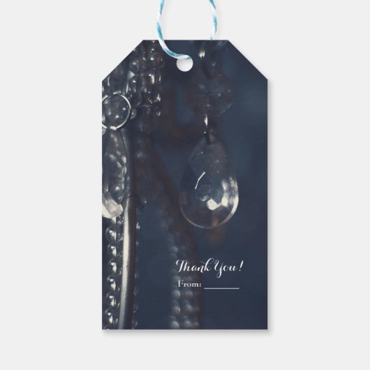 Moody Blue Crystal Elegant Romantic Chic Wedding Cadeaulabel (Achterkant)