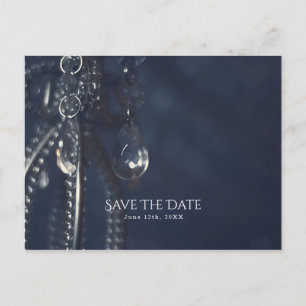 Moody Blue Crystal Elegant Romantic Save the Date Aankondigingskaart
