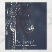 Moody Blue Crystal Elegante romantische bruiloft w Wijn Etiket (Enkel label)