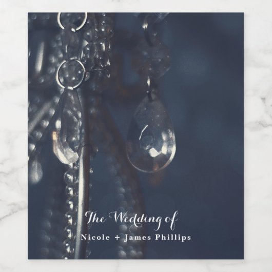 Moody Blue Crystal Elegante romantische bruiloft w Wijn Etiket (Enkel label)