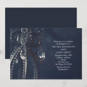 Moody Blue Elegant Crystal Verloving Uitnodigingen (Voorkant / Achterkant)