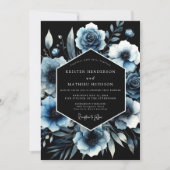 Moody Blue Floral Arch Wedding Kaart (Voorkant)