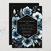 Moody Blue Floral Arch Wedding Kaart (Voorkant / Achterkant)