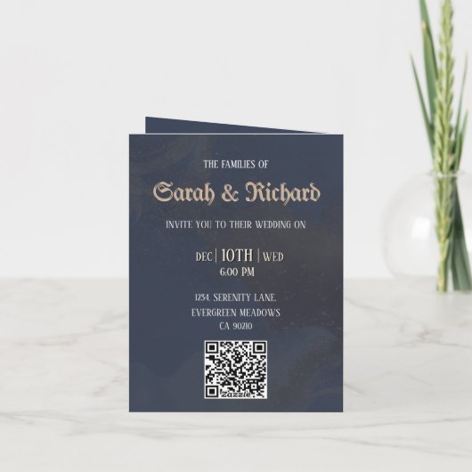 Moody Blue Floral Custom Photo Wedding (Achterkant)