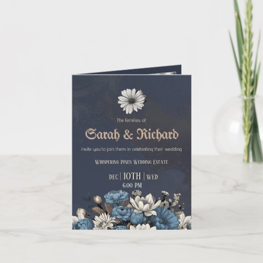 Moody Blue Floral Custom Photo Wedding (Voorkant)
