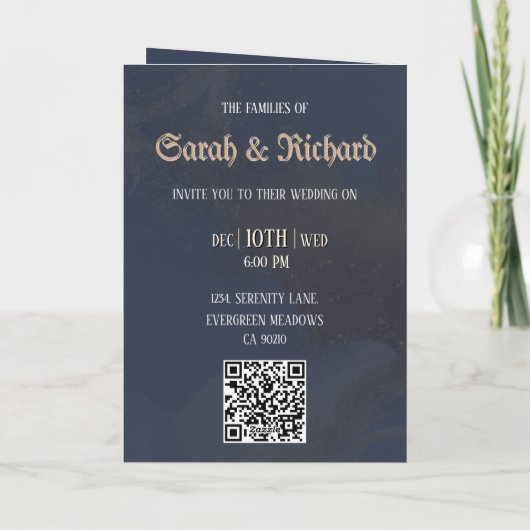 Moody Blue Floral Custom Photo Wedding (Achterkant)