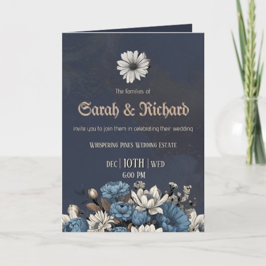 Moody Blue Floral Custom Photo Wedding (Voorkant)