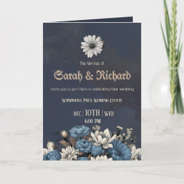 Moody Blue Floral Custom Photo Wedding