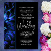 Moody Blue Floral Wedding Kaart