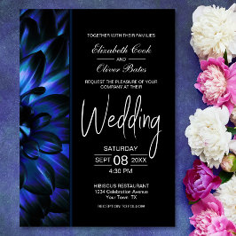 Moody Blue Floral Wedding Kaart