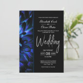 Moody Blue Floral Wedding Kaart (Staand voorkant)
