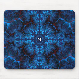 Moody Blue Fractal Filigree met je Monogram Muismat