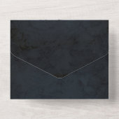 Moody Blue Gold Bold Botanical Leaves Wedding All In One Uitnodiging (Achterkant)