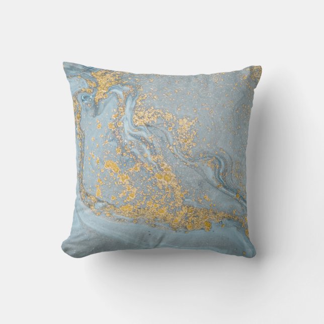 MOODY BLUE GOLD LUXE MARBLE CUSHION KUSSEN (Voorkant)