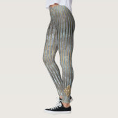 Moody Blue & Gold Stripe Patroon Leggings (Links)