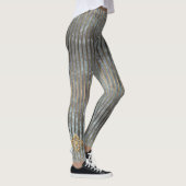 Moody Blue & Gold Stripe Patroon Leggings (Rechts)