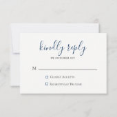 Moody Blue Metallic bruiloft RSVP Kaart (Voorkant)