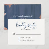 Moody Blue Metallic bruiloft RSVP Kaart (Voorkant / Achterkant)