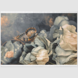 Moody Blue, oversized vlinder & pioen Tissuepapier